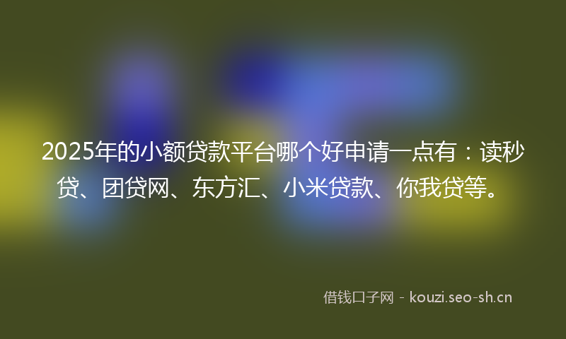2025年的小额贷款平台哪个好申请一点有：读秒贷、团贷网、东方汇、小米贷款、你我贷等。