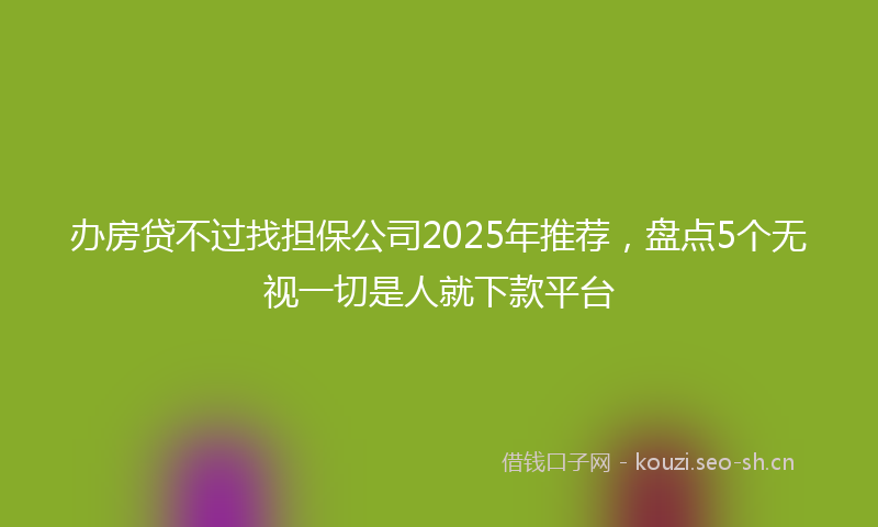 办房贷不过找担保公司2025年推荐，盘点5个无视一切是人就下款平台