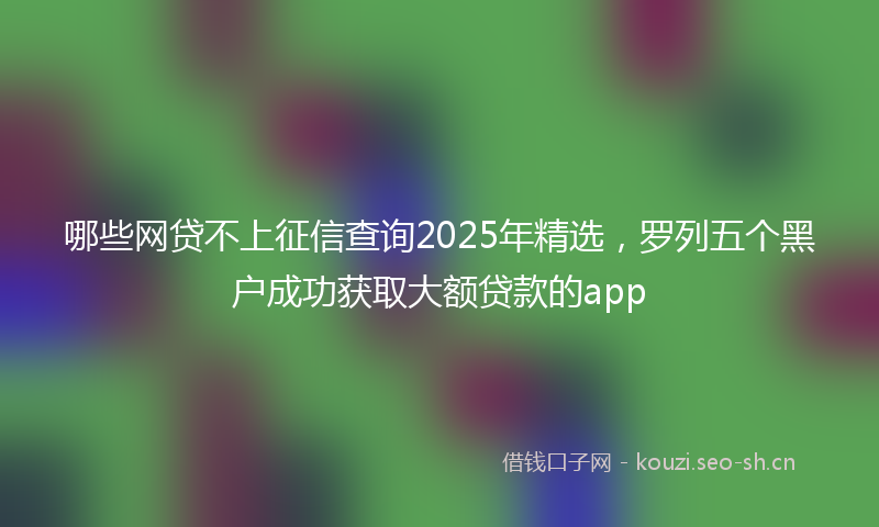 哪些网贷不上征信查询2025年精选，罗列五个黑户成功获取大额贷款的app
