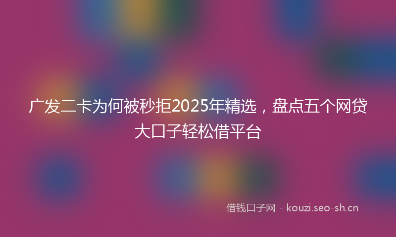 广发二卡为何被秒拒2025年精选，盘点五个网贷大口子轻松借平台