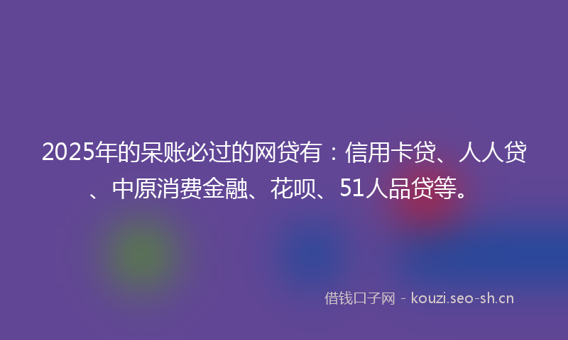 2025年的呆账必过的网贷有：信用卡贷、人人贷、中原消费金融、花呗、51人品贷等。