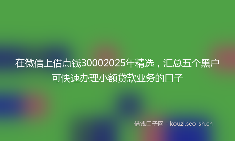 在微信上借点钱30002025年精选，汇总五个黑户可快速办理小额贷款业务的口子