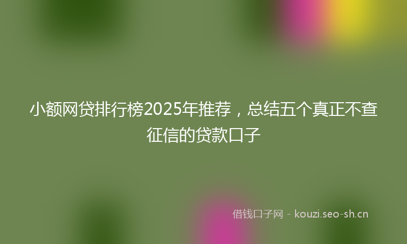 小额网贷排行榜2025年推荐，总结五个真正不查征信的贷款口子