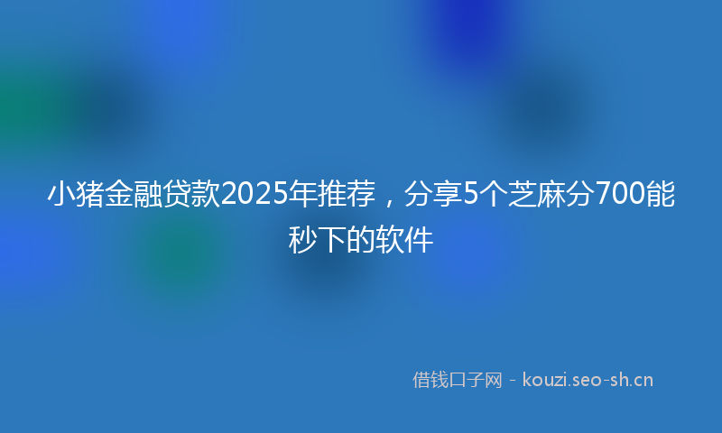 小猪金融贷款2025年推荐，分享5个芝麻分700能秒下的软件
