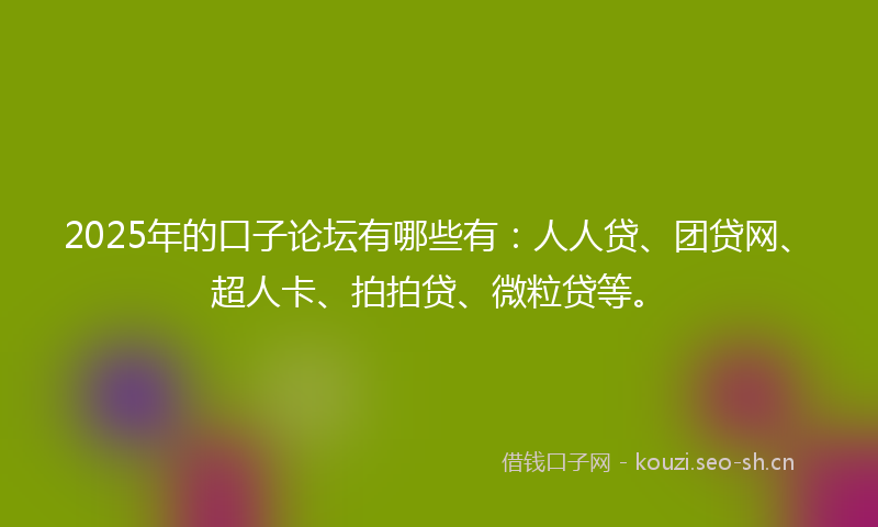 2025年的口子论坛有哪些有：人人贷、团贷网、超人卡、拍拍贷、微粒贷等。
