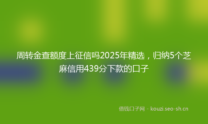 周转金查额度上征信吗2025年精选，归纳5个芝麻信用439分下款的口子