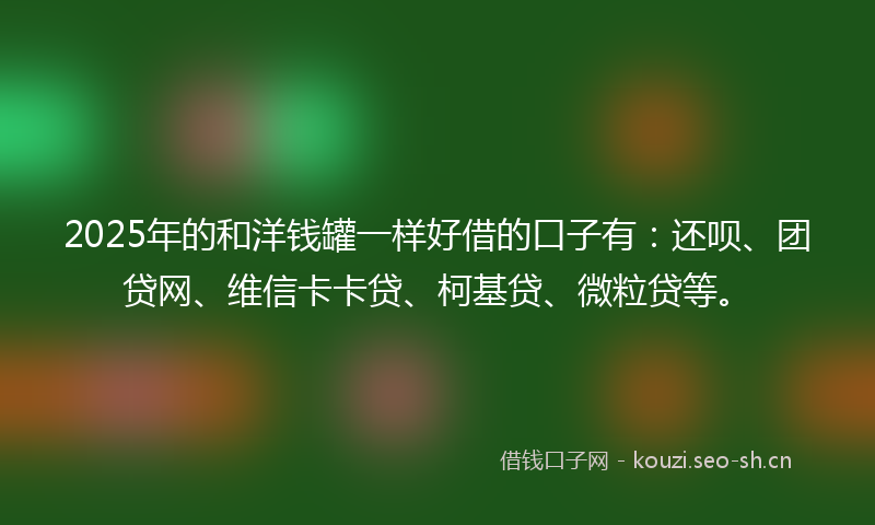 2025年的和洋钱罐一样好借的口子有：还呗、团贷网、维信卡卡贷、柯基贷、微粒贷等。