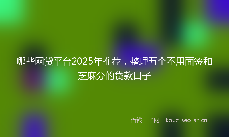 哪些网贷平台2025年推荐，整理五个不用面签和芝麻分的贷款口子
