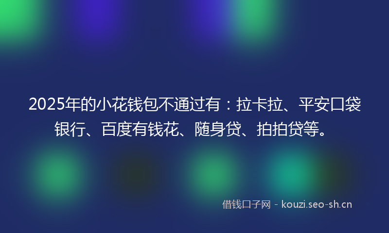2025年的小花钱包不通过有：拉卡拉、平安口袋银行、百度有钱花、随身贷、拍拍贷等。