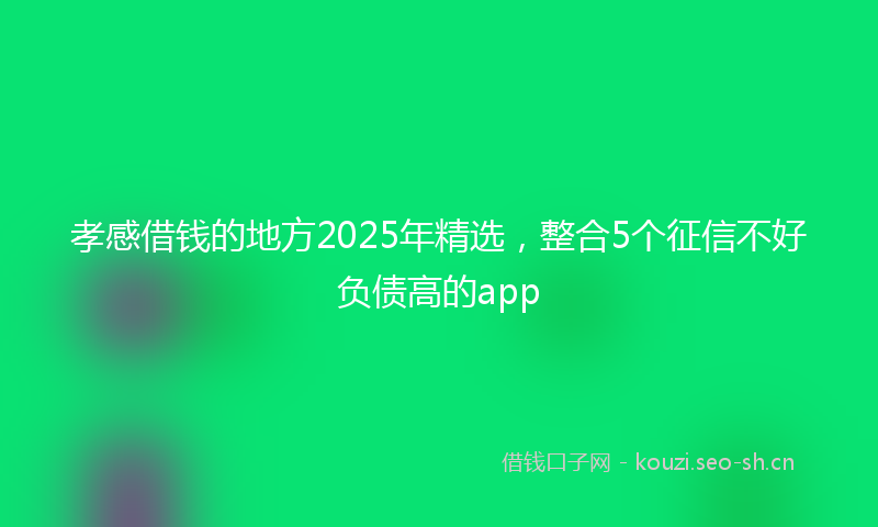 孝感借钱的地方2025年精选,整合5个征信不好负债高的app