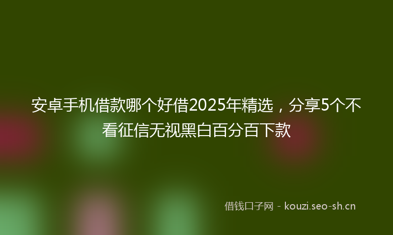 安卓手机借款哪个好借2025年精选，分享5个不看征信无视黑白百分百下款