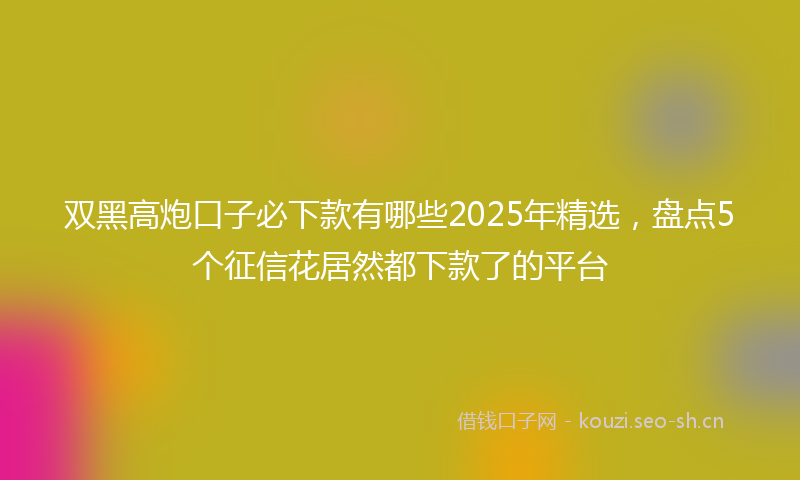 双黑高炮口子必下款有哪些2025年精选，盘点5个征信花居然都下款了的平台