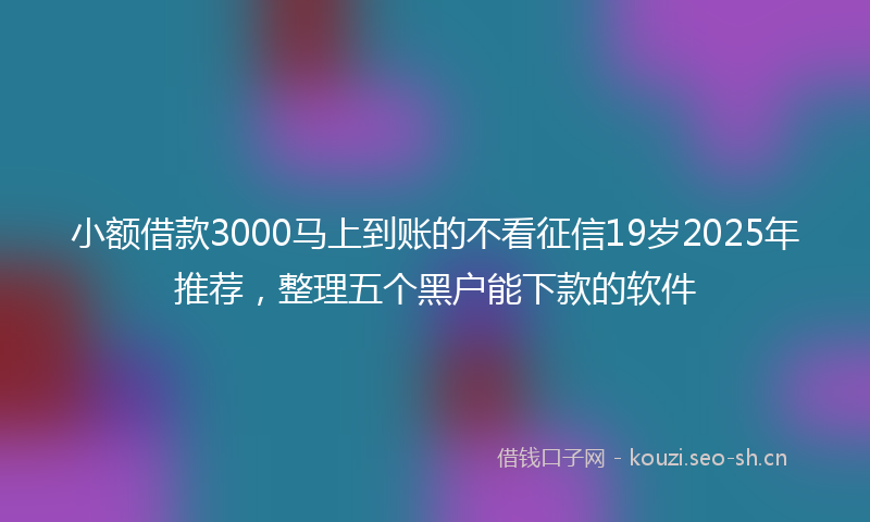 小额借款3000马上到账的不看征信19岁2025年推荐，整理五个黑户能下款的软件