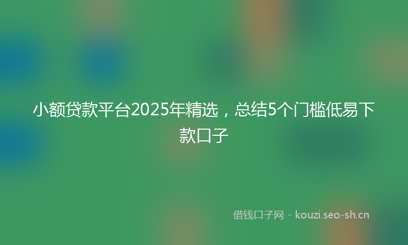小额贷款平台2025年精选，总结5个门槛低易下款口子