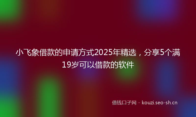 小飞象借款的申请方式2025年精选，分享5个满19岁可以借款的软件