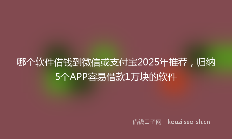 哪个软件借钱到微信或支付宝2025年推荐，归纳5个APP容易借款1万块的软件
