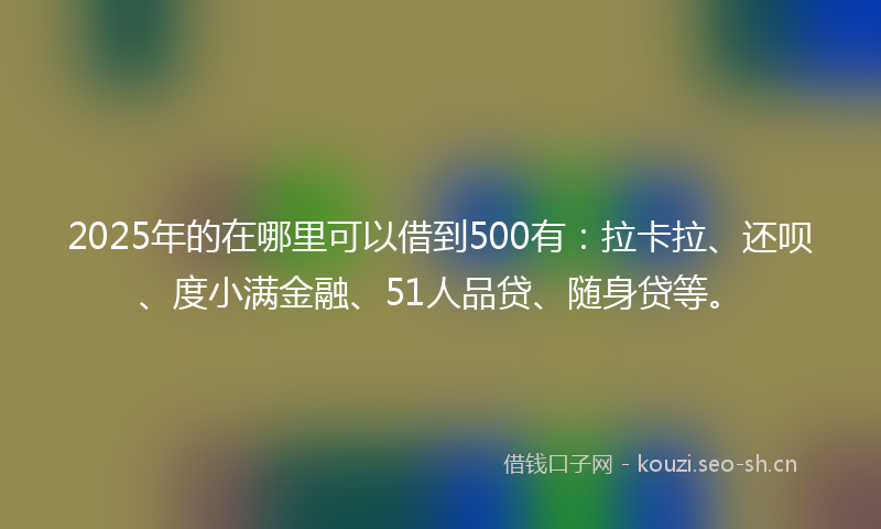 2025年的在哪里可以借到500有：拉卡拉、还呗、度小满金融、51人品贷、随身贷等。