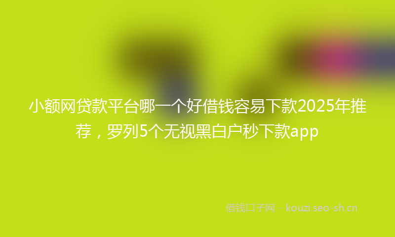 小额网贷款平台哪一个好借钱容易下款2025年推荐，罗列5个无视黑白户秒下款app