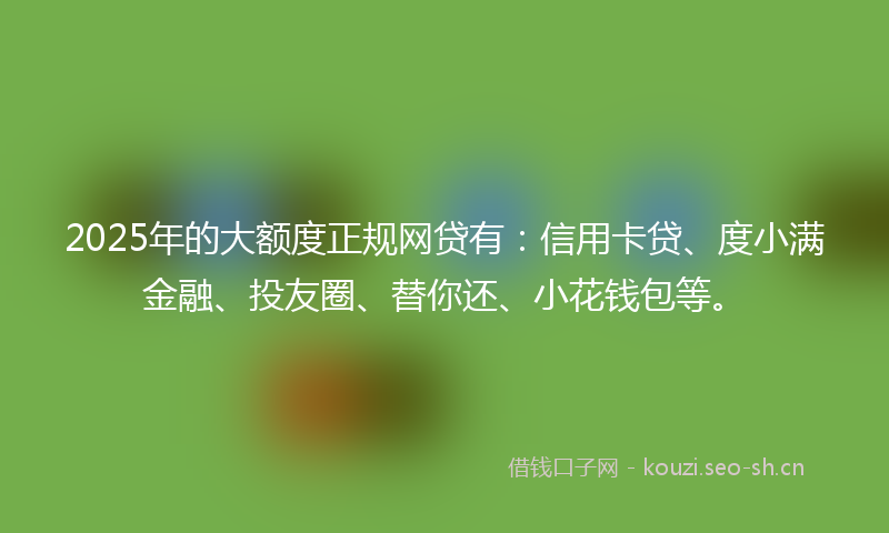 2025年的大额度正规网贷有：信用卡贷、度小满金融、投友圈、替你还、小花钱包等。
