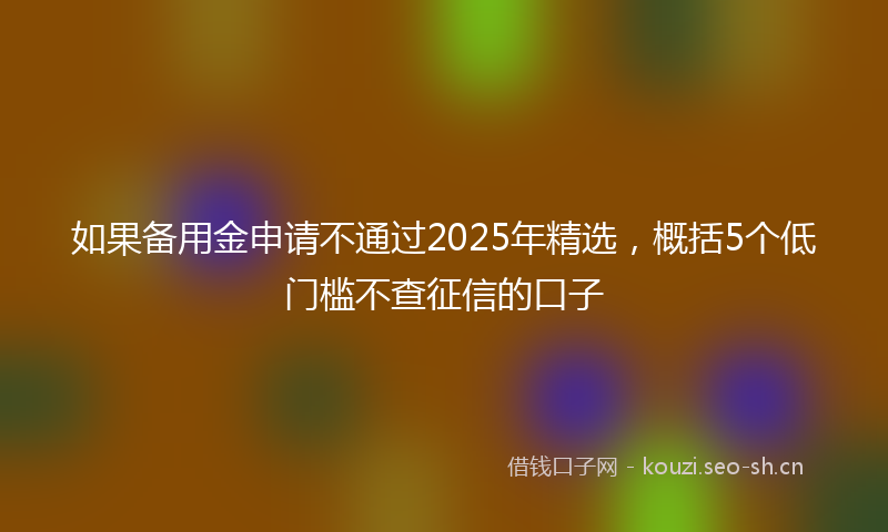 如果备用金申请不通过2025年精选,概括5个低门槛不查征信的口子