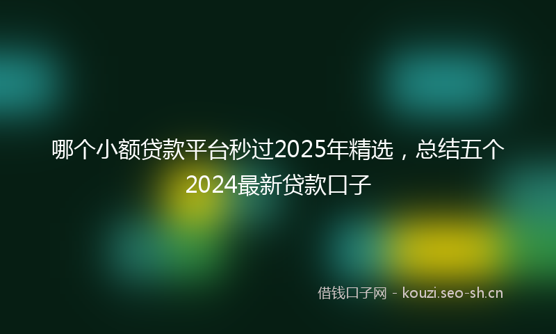 哪个小额贷款平台秒过2025年精选,总结五个2024最新贷款口子