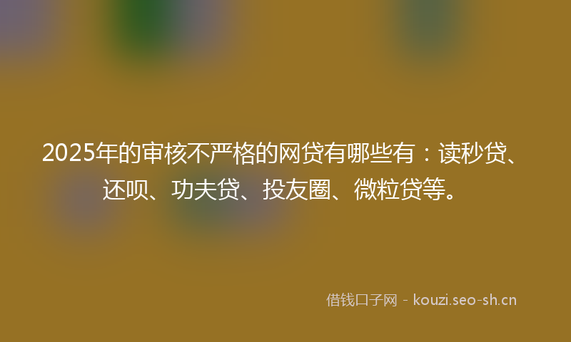 2025年的审核不严格的网贷有哪些有：读秒贷、还呗、功夫贷、投友圈、微粒贷等。