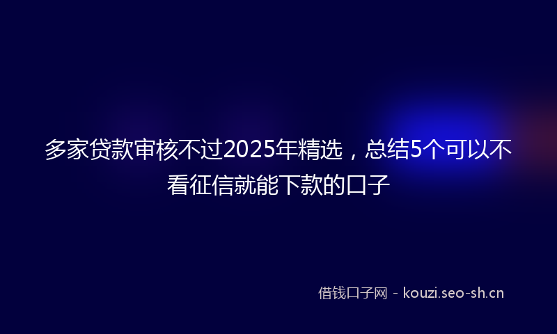 多家贷款审核不过2025年精选，总结5个可以不看征信就能下款的口子