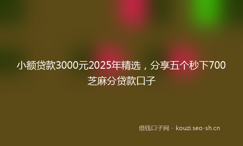 小额贷款3000元2025年精选，分享五个秒下700芝麻分贷款口子