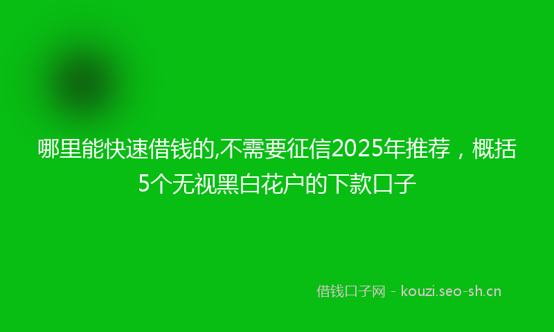 哪里能快速借钱的,不需要征信2025年推荐，概括5个无视黑白花户的下款口子