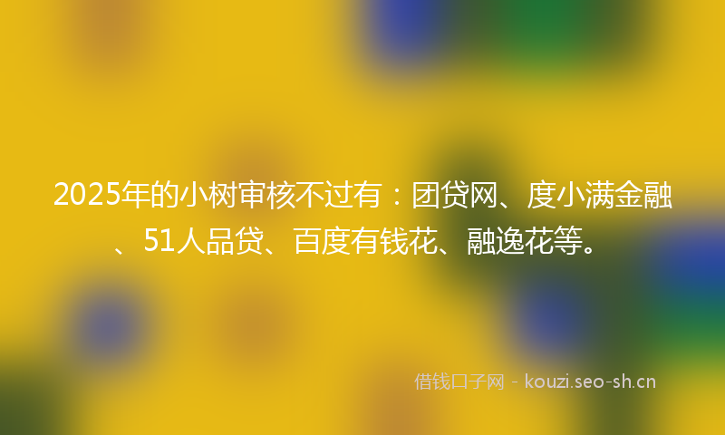 2025年的小树审核不过有：团贷网、度小满金融、51人品贷、百度有钱花、融逸花等。