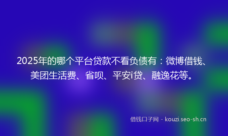 2025年的哪个平台贷款不看负债有：微博借钱、美团生活费、省呗、平安i贷、融逸花等。