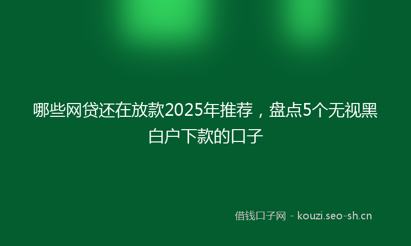 哪些网贷还在放款2025年推荐，盘点5个无视黑白户下款的口子