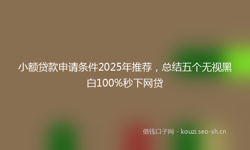 小额贷款申请条件2025年推荐，总结五个无视黑白100%秒下网贷