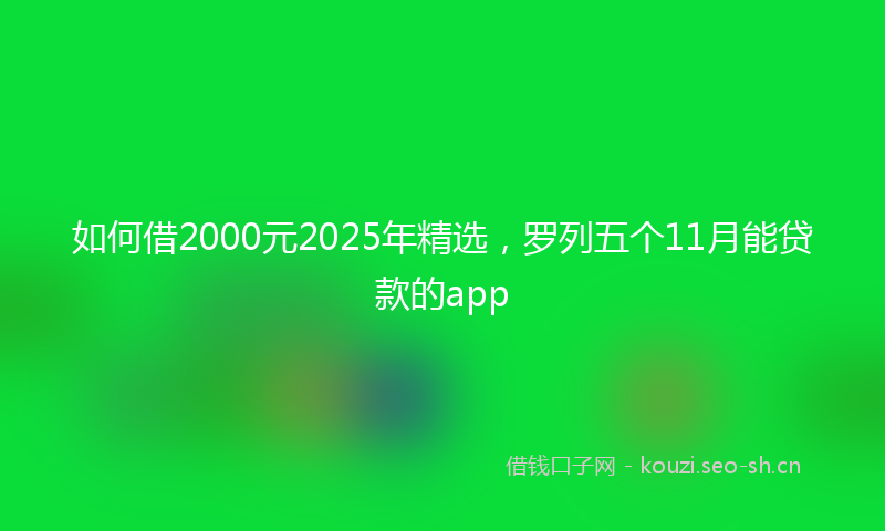 如何借2000元2025年精选，罗列五个11月能贷款的app