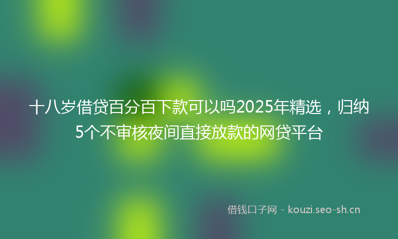 十八岁借贷百分百下款可以吗2025年精选，归纳5个不审核夜间直接放款的网贷平台