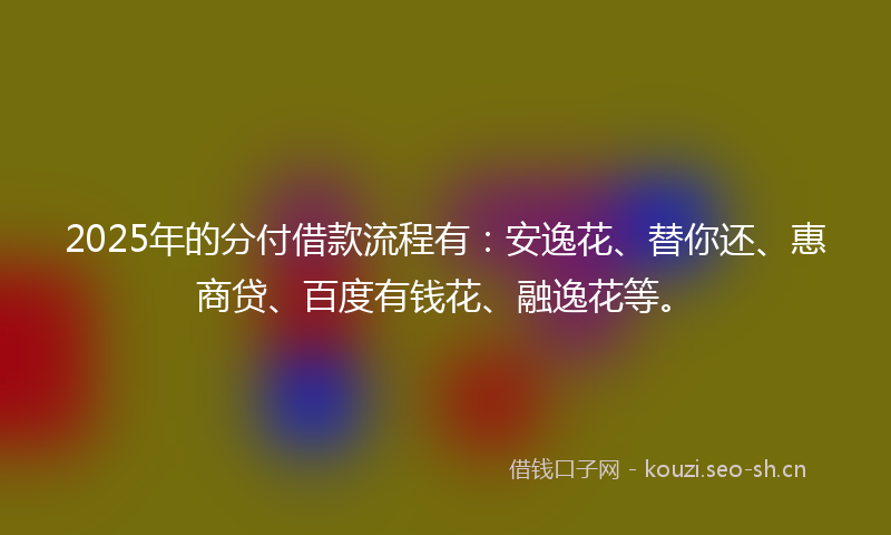 2025年的分付借款流程有：安逸花、替你还、惠商贷、百度有钱花、融逸花等。