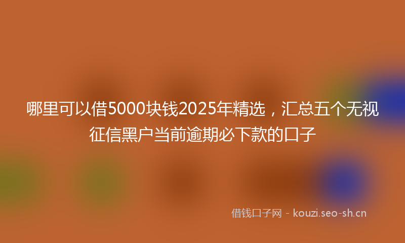 哪里可以借5000块钱2025年精选，汇总五个无视征信黑户当前逾期必下款的口子
