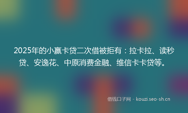 2025年的小赢卡贷二次借被拒有：拉卡拉、读秒贷、安逸花、中原消费金融、维信卡卡贷等。