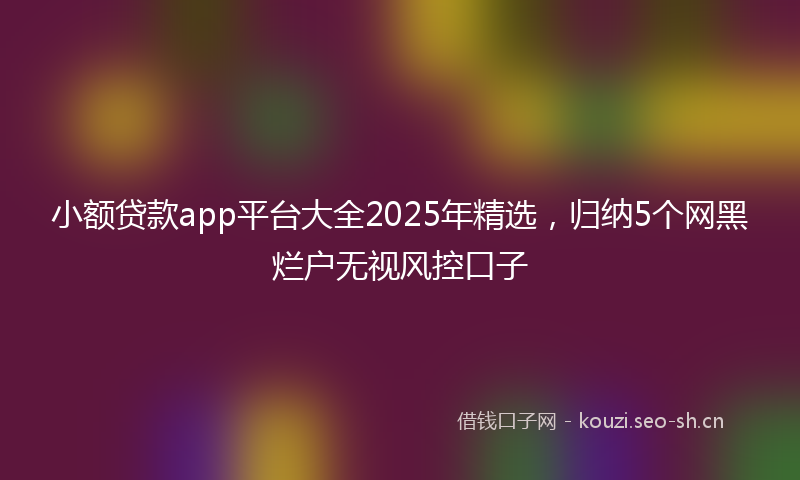 小额贷款app平台大全2025年精选，归纳5个网黑烂户无视风控口子