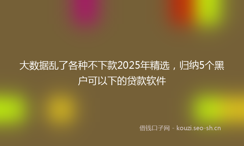 大数据乱了各种不下款2025年精选,归纳5个黑户可以下的贷款软件