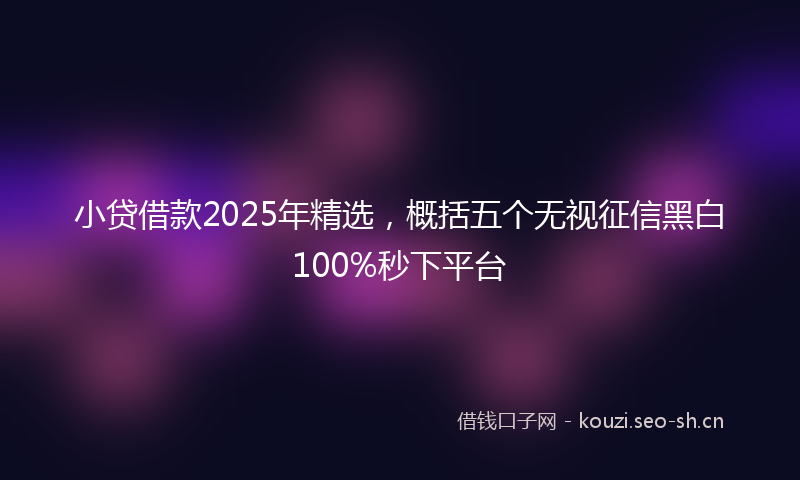 小贷借款2025年精选，概括五个无视征信黑白100%秒下平台