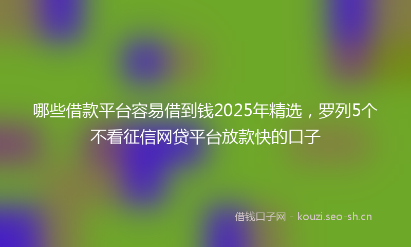 哪些借款平台容易借到钱2025年精选，罗列5个不看征信网贷平台放款快的口子