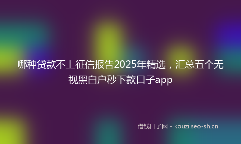 哪种贷款不上征信报告2025年精选，汇总五个无视黑白户秒下款口子app