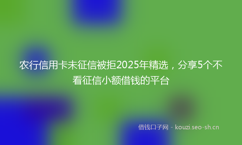 农行信用卡未征信被拒2025年精选，分享5个不看征信小额借钱的平台