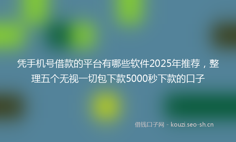 凭手机号借款的平台有哪些软件2025年推荐，整理五个无视一切包下款5000秒下款的口子