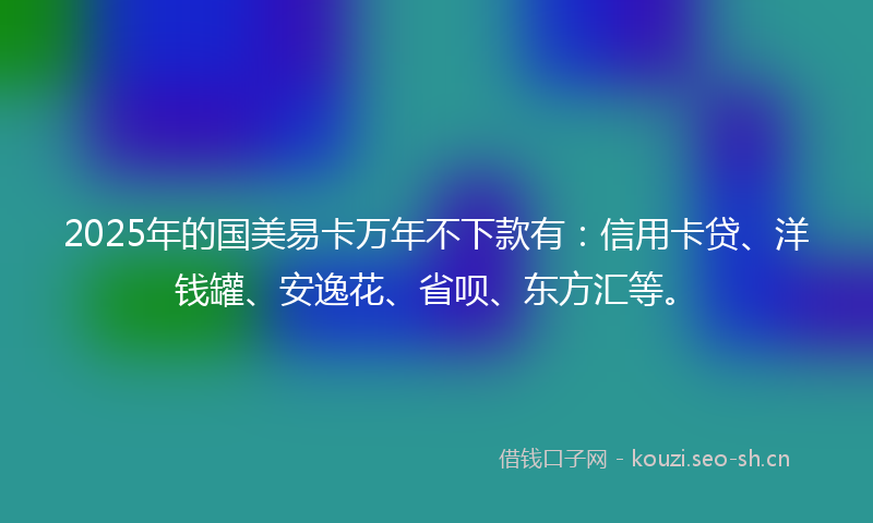 2025年的国美易卡万年不下款有：信用卡贷、洋钱罐、安逸花、省呗、东方汇等。