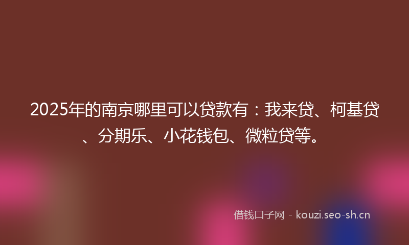2025年的南京哪里可以贷款有：我来贷、柯基贷、分期乐、小花钱包、微粒贷等。
