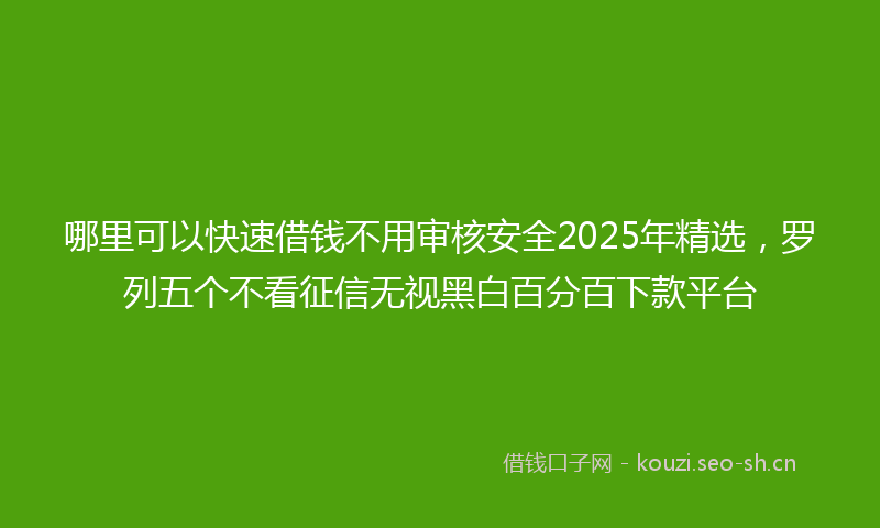 哪里可以快速借钱不用审核安全2025年精选，罗列五个不看征信无视黑白百分百下款平台