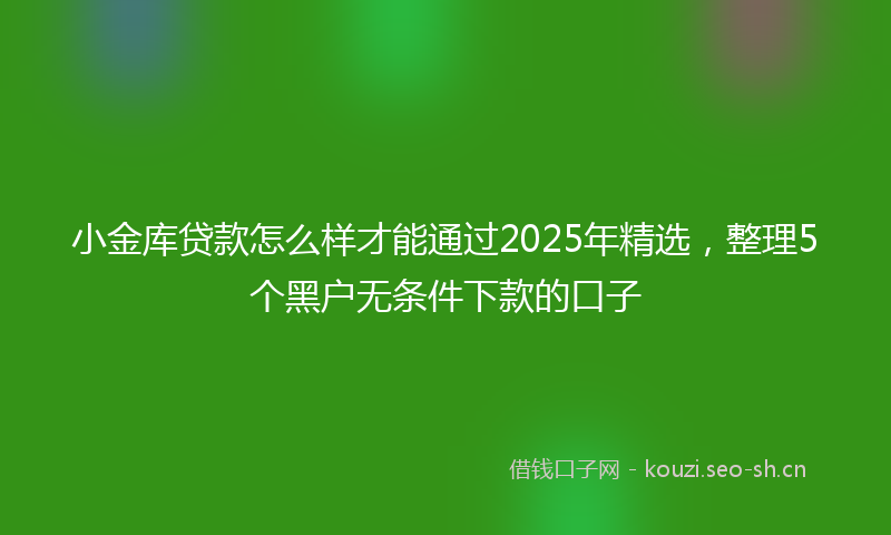 小金库贷款怎么样才能通过2025年精选，整理5个黑户无条件下款的口子