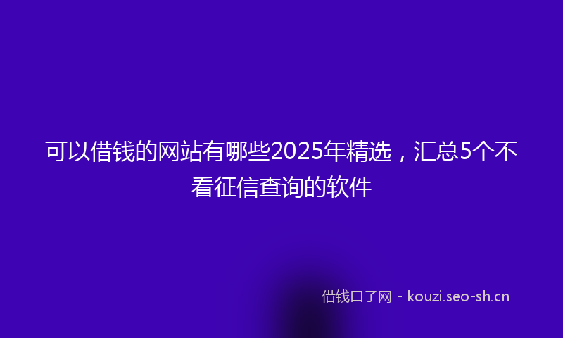 可以借钱的网站有哪些2025年精选，汇总5个不看征信查询的软件